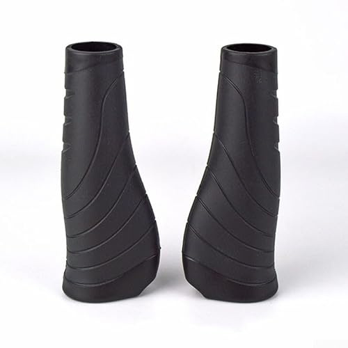 1 paire de poignées de guidon de vélo longues et courtes avec forme ergonomique et anneau de verrouillage en aluminium (noir long)