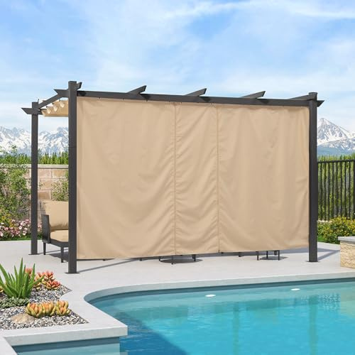 PURPLE LEAF Pergola 3 x 4 m mit Seitenwänden Pavillon Aluminium Terrassenüberdachung Wasserdicht Sonnendach mit Schiebedach, Terrasse Pergola mit Markisenschutz, UV Beschattung, Beige