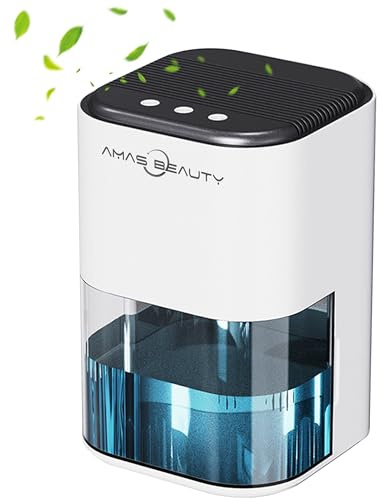 Small Dehumidifier for Home, Bedroom & Bathroom - 2000ml Portable, Ultra Quiet 30dB with Auto Shut Off, Sleep Mode - Fights Damp, Mould & Humidity in Wardrobes, RVs