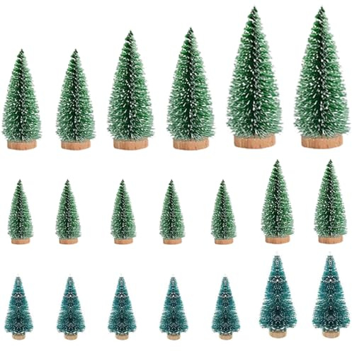 Kvaznix 20 Pièces Mini Sapin de Noël Petit Sapin de Noel Artificiel Table(6,5/8,5/10,5/15cm) Petit Sapin Miniature avec Effet Neige Mini Arbre de Noël Miniature Decoration pour Décoration Table Noël