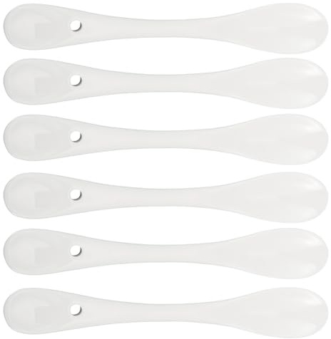 LOLIPPYY 6 pezzi Set da 6 cucchiai in ceramica con manico lungo per caffè e dessert cucchiai multiuso bianchi per caffè tè gelato e torte facili da pulire