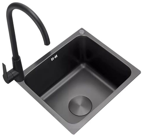 Fregadero De Cocina Acero Inoxidable Sobre Encimera Con Grifo Escurridor - Individual Lavar Verduras Platos Fregadero Pequeño Cocina Apartamento Caravana(46 * 40 * 21cm)
