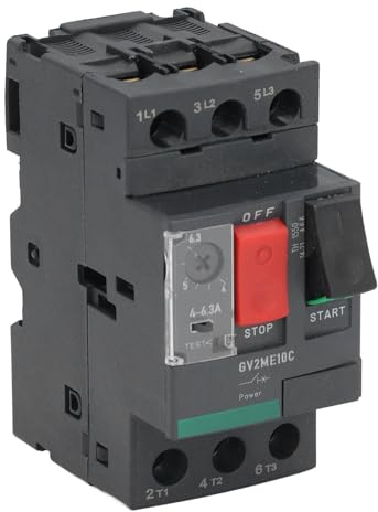 Marhynchus Interruttore Automatico Motore Regolabile 4-6.3A Interruttore Magnetico Termico Custodia in ABS per Elettrodomestici Commerciali Industriali Protezione 690V