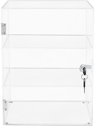Acryl-Vitrine Klare Hängevitrine Wandvitrine mit Schloss, Sammlervitrine Schaukasten Vitrine für Mineralien, Schnapsgläser, Spielzeug & Figuren (3 Etagen)
