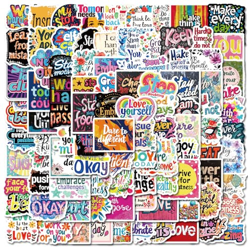 Motivational Stickers - 100 Pcs Funny Inspirational Stickers for Kids Teens Adults, Waterproof Vinyl Decals for Water Bottle, Laptop, Journal, Skateboard