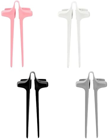 4 Pcs Plastic Finger Chopsticks,Reusable Finger Snack Chopsticks for Gamers | Food Clips Keep Your Hands Clean for Working,Playing Games,Studying,Enjoy Snacks Accessories in Home(Black,Grey,White,Pink)