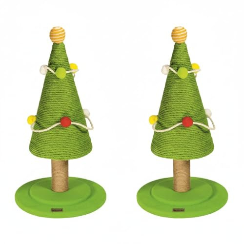 WANEKA Arbol de Navidad para Gatos Doble - 2 Cat Christmas Tree - Dos árboles Navidad Gatos - Resistente, Bonito, navideño | Protege Sofa, Estupenda Idea para Regalar en Navidad