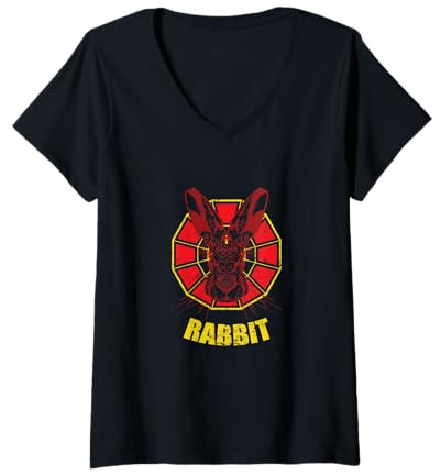 Femme Signe du Zodiaque Chinois Lapin Intuition paisible T-Shirt avec Col en V