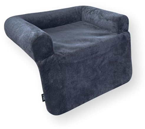 4L Textil Gemütliches Hundebett für das Sofa Lara Sofaschutz Kuscheliges Hundedecke mit Bezug Hundekissen(110x90 cm,Dunkelgrau)
