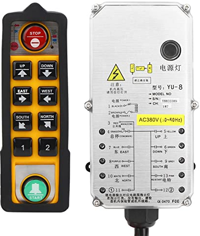 RASTKY Hoist Controller Single Handle Industrial with Anti-Interference Ability for Crane Remote Controller, Crane Radio Remote Control for Generator Start/Concrete Pump/Grab (DC24V)