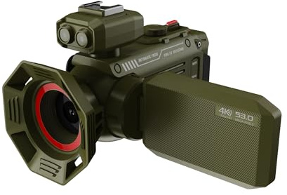 Caméscope 4K UHD avec photo 53MP et zoom 50x, enregistreur de caméra vidéo WiFi avec écran de nuit et 3,0, batterie intégrée de 2500 mAh compatible avec stockage MicroSD