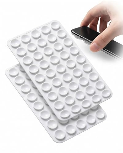 YIPFEN Ventose per Telefono 2 Pezzi Bianco Silicone Doppia Faccia Antiscivolo: Supporto Universale per Selfie, Video & Chiamate. Fissaggio Forte, Mani Libere.