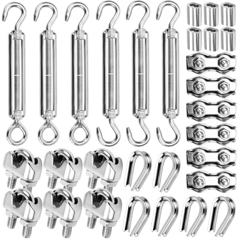 Spannschloss M5 Drahtspanner Set 30 Stück Verstellbare 304 Edelstahl Spannschloss Drahtspanner Set für Zaunspanner, Garten, Wäscheleinen,Gardinenseilsystem Spannsystem
