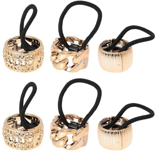 HOUDERCO Haargummi Pferdeschwanzschnalle Kunststoff 6er Pack Roségold, geeignet für alle Haartypen, Damen und Mädchen, praktische Haarmanschette für Büro und Schule