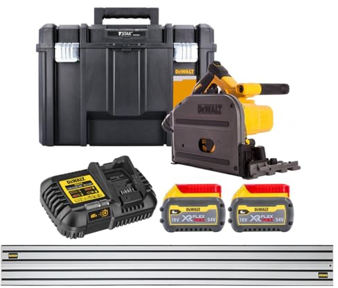 Dewalt DCS520T2 54v XR FLEXVOLT Cordless Plunge Saw 165mm -2X 6.0ah + Guide Rail
