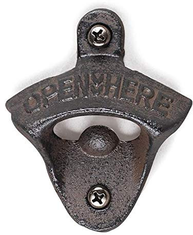 LABABE Gadget Chameleon Cast Iron Wall Mountable Beer Bottle Opener - 'Open HERE' Retro Style for Bar & Kitchens