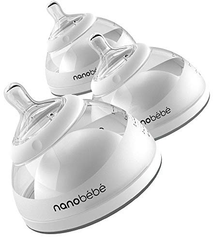 nanobebe Breastmilk Baby Bottles for Breastfed Babies, Breastfeeding Newborn Breast Like, Anti Colic, Perfect Latch, Preserves Breast Milk nutrients 3pk (Award Winning Innovation), Grey