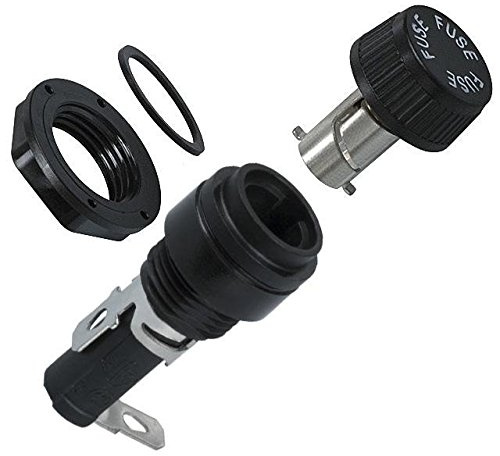 EATON BUSSMANN SERIES BK/HTB-32M-R Fuseholder, Panel Mount, 250V, 16A, 5 x 20mm, Solder/Quick Connect, Screwdriver Cap