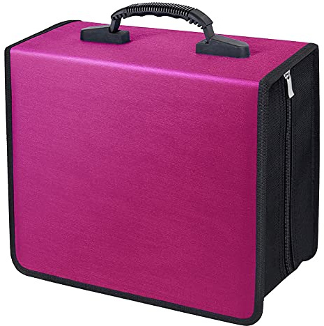 Siveit CD-/DVD-Ordner, CD-/DVD-Hüllen-Halter, 400 Kapazität, CD/DVD-Brieftasche, Aufbewahrung, Booklet, Albumbox (weißer Ordner, Rose)
