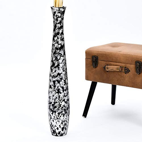 Leewadee Große Bodenvase 65 cm Mangoholz für Pampasgras & Trockenblumen | Dekovase fürs Wohnzimmer, für Zweige & Trockengräser - bruchfester als Keramik, kein Wasser. Boho