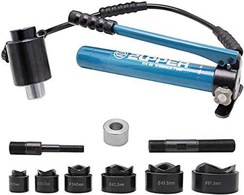 CGOLDENWALL Hydraulischer Lochstanzer-Set, manuell, hydraulisch, Lochbohrer, Handpumpe, Lochwerkzeug mit 6 Stanzformen zum Stanzen von Φ22,5–Φ61,5 mm