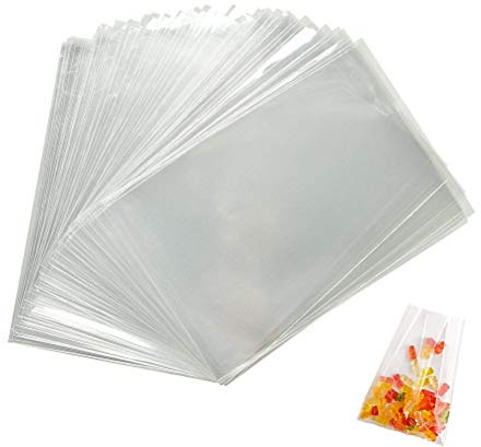 VOARGE 200 Cellophantüten klar 7 x 10 cm Zellophantüten Tütchen transparent, klein Flachbeutel transparent Beutel Plätzchen Gebäck Tüten Süßigkeiten Geschenk Verpackung für Schoolade Lutscher