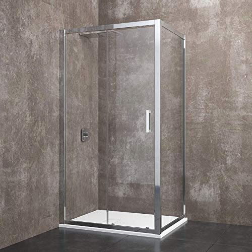 Box Doccia Rettangolare Zermatt Cabina Bagno Con Porta Scorrevole Ante In Cristallo Temperato Trasparente da 6 mm Struttura Alluminio Anodizzato Maniglie in Acciaio Cromato (80 x 120 x 185 cm)