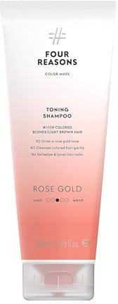 FOUR REASONS Color Mask Shampoo - Sulfate Free Toning Rose Gold Shampoo for Rose Gold Hair - Color Depositing Rose Gold Shampoo, VEGAN, 8.45 Fl Oz (Rose Gold)