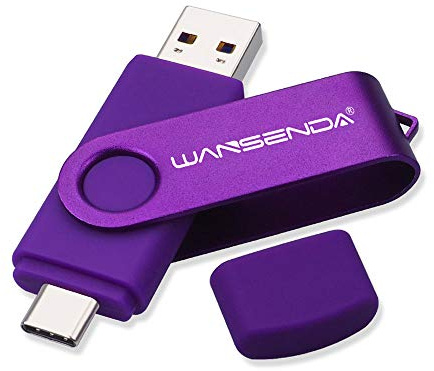 Wansenda Clé USB 3.0 de Type C pour appareils Android de Type C/PC/Mac (64 Go, Violet)