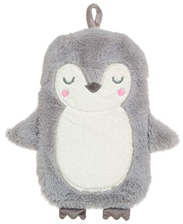 Sass & Belle Siku Penguin Hot Water Bottle with Cover – Cute Grey Cosy Warmer for Kids & Adults, Soft Plush Sass and Belle Gift Idea, Refillable Heat Pack for Bedtime