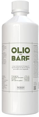 Olio per BARF | 500 ml | Integratore liquido per cani e gatti | Mix di Olio Vegetale e Olio di Pesce: Omega-3 ed Omega-6 per integrare al meglio la dieta a crudo o casalinga