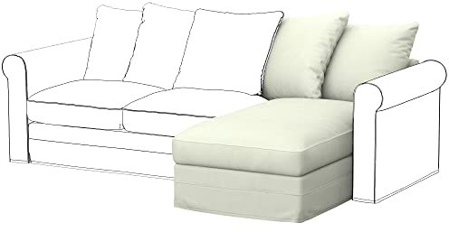 Soferia Überzug Kompatibel Mit Gronlid Recamiere Sofasitzbezug Sitzkissenbezug Chaiselongue-Bezug Husse Kunstleder Lederoptik Wasserabweisend Pflegeleicht Antiallergisch Eco Leather Ecru