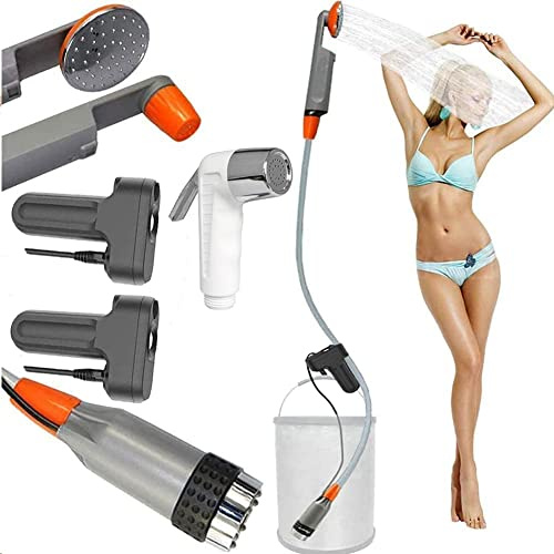 FLYFISH Douche Portable Douche de Camping, Douchette Extérieur Batterie 2200mAH intégrée, randonnée, Escalade/Voyage/Camping (2 Batteries Trigger Camping Shower)
