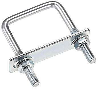 sourcing map 4 Stück M8 Vierkant U-Bolzen Quadratische Bügelschrauben Bügelbolzen 2(50mm) Innenbreite mit Mutternrahmen und Befestigungselementen, Kohlenstoffstahl