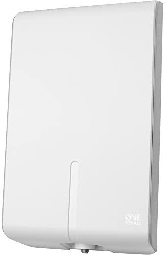One For All – 3G/4G/5G- bloque les signaux – Antenne TV Extérieure – 4K Ultra HD TV – Signal Clear-Technologie – Distance aux émetteurs 0 – 50 – Blanc – SV9455-5G