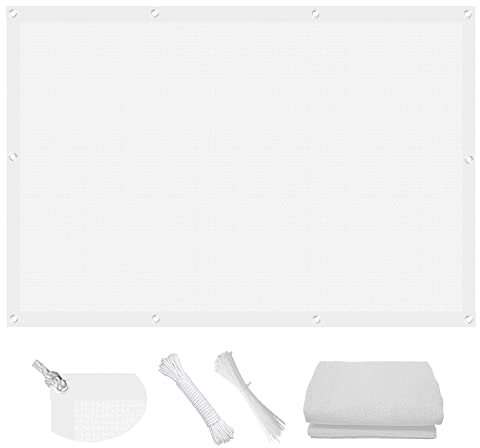 Toile d'Ombrage, Voile Solaire 7 x 7 m Respirant Perméable Filet dombrage avec Oeillets, Cordons pour Extérieur/Terrasse/Jardin, Blanc