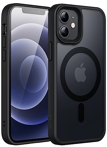 JETech Matte Magnetische Hülle für iPhone 12 mini, Schwarz | Kompatibel mit MagSafe, Matte Transluzent Rückseite, Dünn Stoßschutz