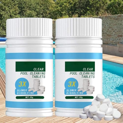 Chlortabletten für Pool,50g Chlor Multitabs,Chlor Tabs Pool,Multitabs für Pool,Multifunktionale Pool-Reinigungstabletten,Chlortabletten Pool Zubehör Reinigung