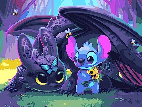 jieyisier Peinture par Numéros pour Adultes et Débutants, Painting By Numbers, Kit de Peinture à l'Huile DIY avec Dragon sur Toile, Parfait pour la Décoration de Bureau et de Mur. (sans cadre, 40x50cm