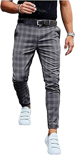 Pantalons décontractés Pantalon De Loisirs Slim Fit À Carreaux For Hommes Pantalon À Carreaux Pantalon De Survêtement Léger Pantalon De Survêtement Confort Pantalon De Costume Confortable Pantalon Hom