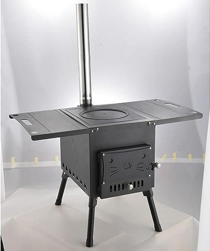 HACSYP Réchaud de Camping, Chauffage de Tente, poêle à Bois de Camping Portable avec Tuyau, poêle Portable Multifonctionnel, for tentes, hébergement et randonnée