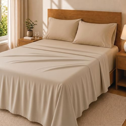 Degrees Home Premium – Set Lenzuola 4 Pezzi in Microfibra Spazzolata (140X190) – Lenzuolo con Angoli, Lenzuolo Piatto e 2 Federe 70X50 – Extra Morbido, Anti-Piega e Certificato Oeko-Tex
