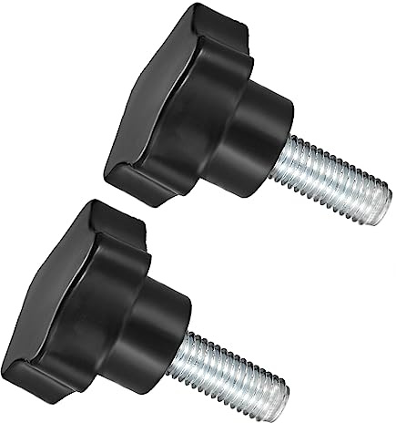 CoCud Etoiles Serrage Boutons, M12 x 35mm Mâle Filetage 47mm Tête, Plastique Pouce Vis Poignée Main Boutons Fileté Boulon Noir - (Applications: pour Tour Machines), 2-Pièces