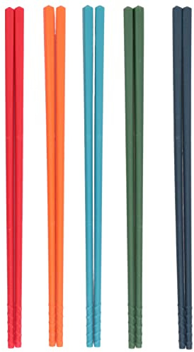 Juego de Palillos de 24 Cm y 5 Colores, Palillos de Silicona Palillos de Silicona de Acero Inoxidable Palillos Chinos de Silicona Reutilizables Juego de Palillos Antideslizantes