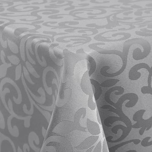 Homaxy Tischdecke Abwaschbar Jacquard Rechteckig 140x240cm, Grau2 | Damast Design, Schmutzabweisend, Dick & Langlebig, Pflegeleicht Maschinenwaschbar, Für Küche Party Garten