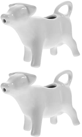 Cow Shaped Gravy Boats 2pcs Ceramic Coffee Creamer Cow Shaped Milk Creamer Pitcher with Handle Cartoon Animal Serving Pitcher Small Milk Creamer Jug for Home Kitchen Milk Jug Ceramic/623