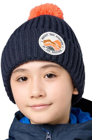 Jack Wolfskin Unisex Kinder Pompom Badge K Beanie-Mütze, Night Blue, M EU