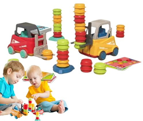 Duqulle Juguete de Carretilla elevadora,Carretilla elevadora para niños - Juego de apilamiento de Transporte de montacargas | Actividades educativas de Aprendizaje para niños y niñas a Partir de 3