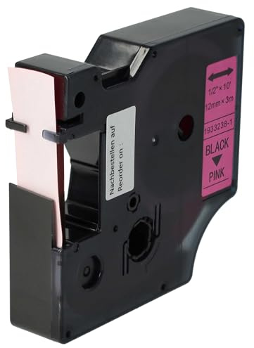 vhbw Schriftband-Kassette Ersatz für Dymo D1 | 1933238-1 für Etiketten-Drucker 3m x 12mm Schwarz auf Leucht-Pink