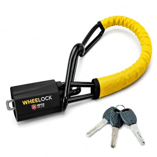 HEYCE Wheelock Steering Wheel Lock for Cars – Heavy-Duty Anti-Theft Steering Wheel-to-Seat Belt Security Lock, High-Visibility Yellow, Fits Most Cars, Vans & SUVs, 3 Keys Included